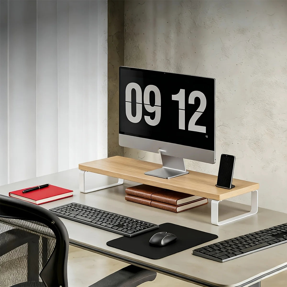 Wooden Monitor Stand with Metal Frame