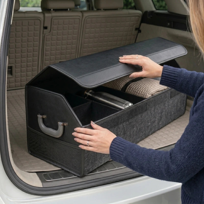 Suede Leather Car Trunk Organizer Box