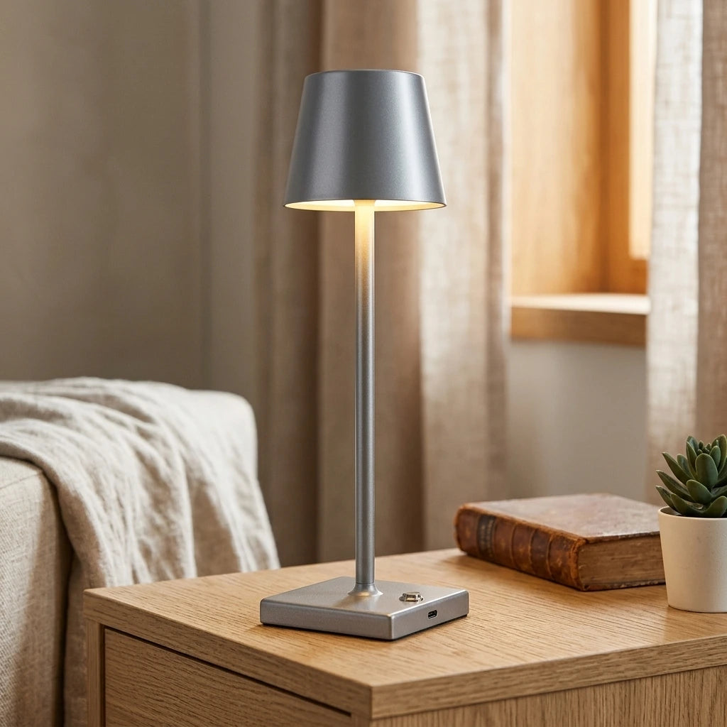 Cordless Dimmable Table Lamp Metallic Black