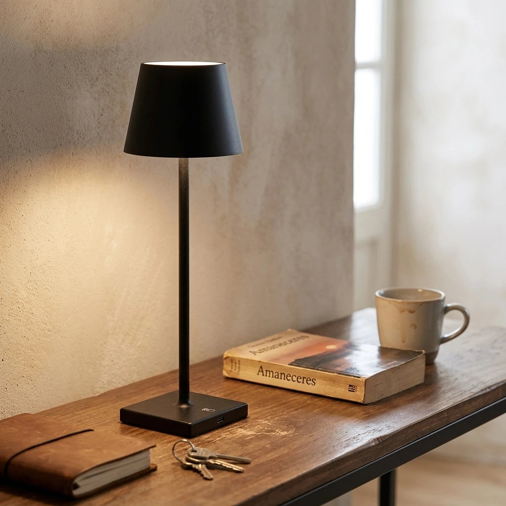 Cordless Dimmable Table Lamp Metallic Black