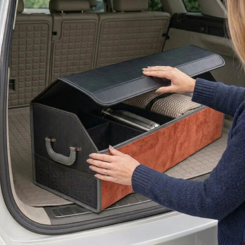 Suede Leather Car Trunk Organizer Box