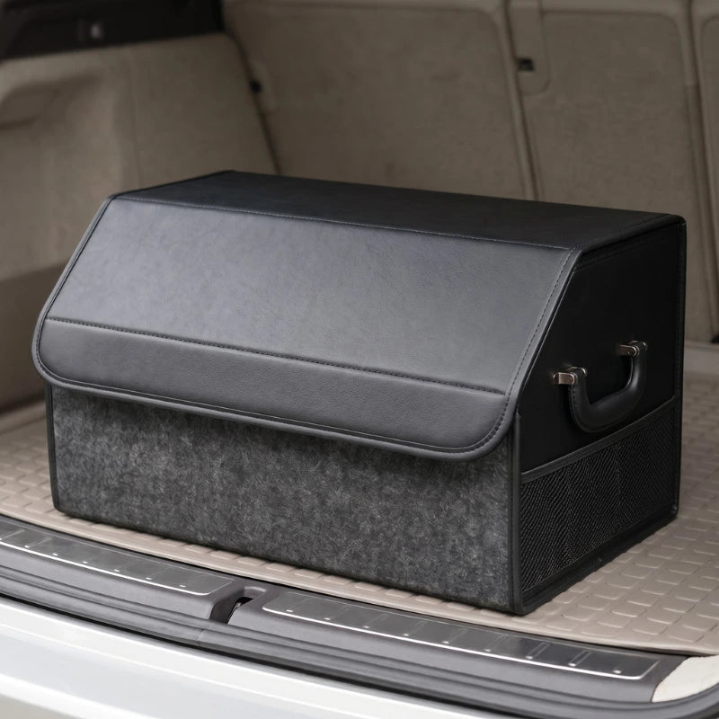 Suede Leather Car Trunk Organizer Box