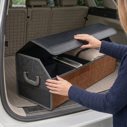 Suede Leather Car Trunk Organizer Box