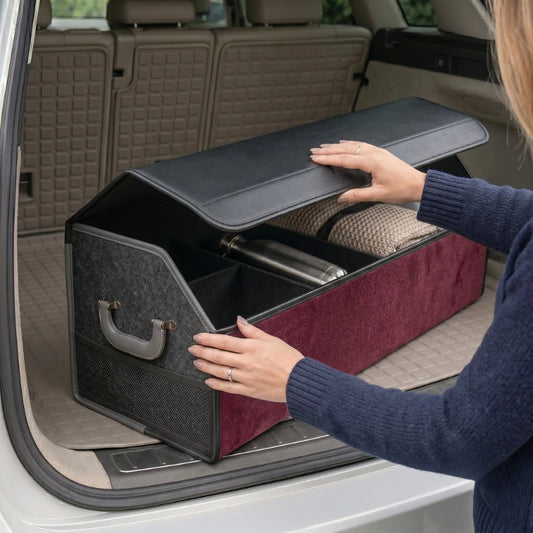 Suede Leather Car Trunk Organizer Box