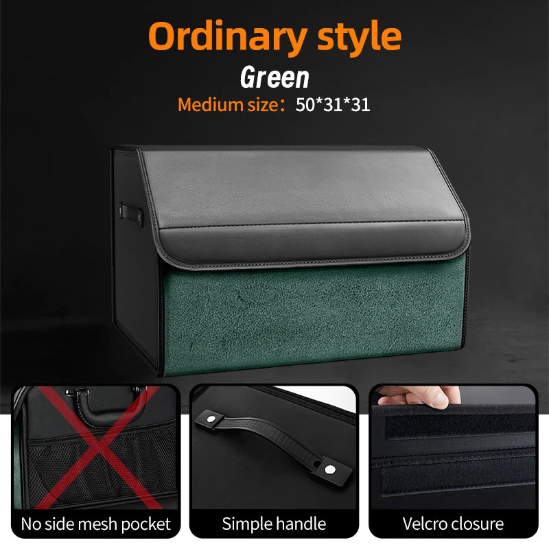 Suede Leather Car Trunk Organizer Box
