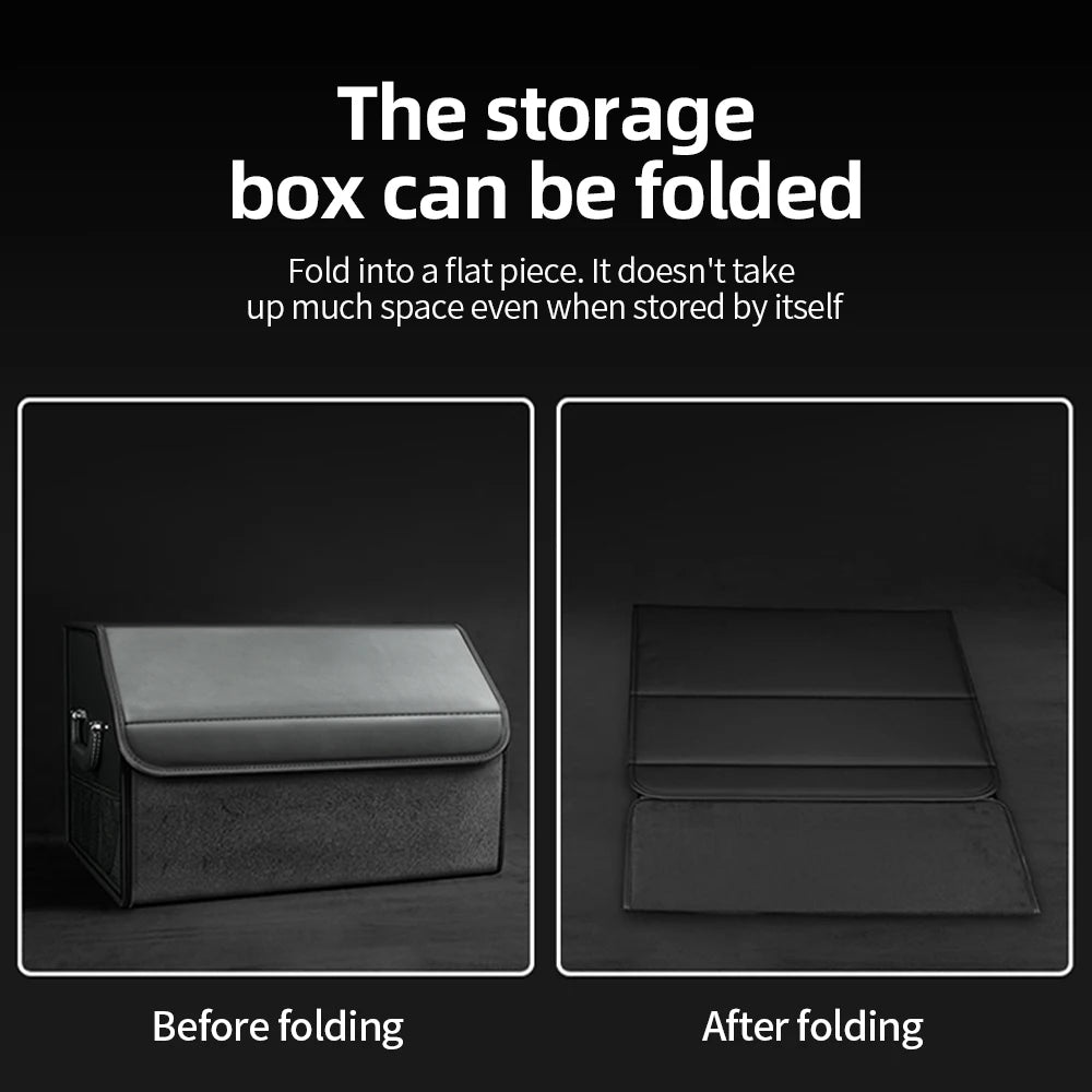Suede Leather Car Trunk Organizer Box
