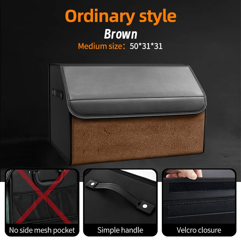 Suede Leather Car Trunk Organizer Box