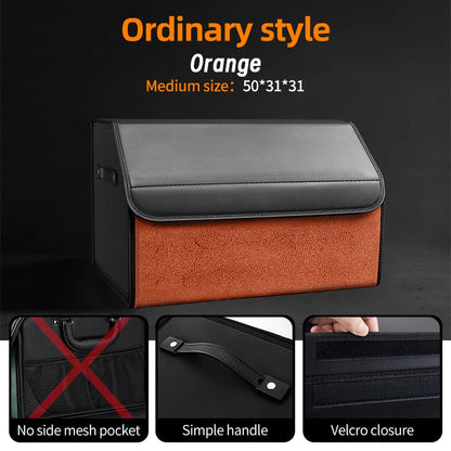 Suede Leather Car Trunk Organizer Box