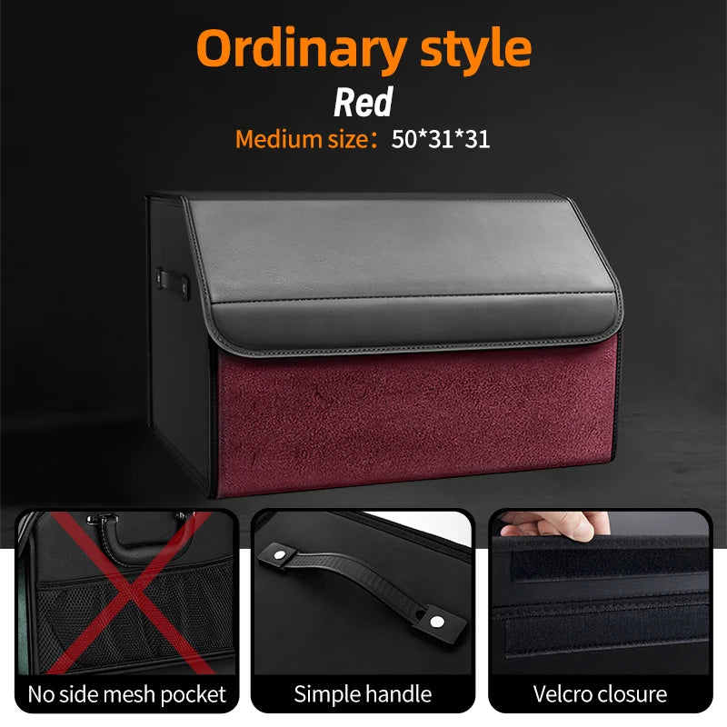 Suede Leather Car Trunk Organizer Box