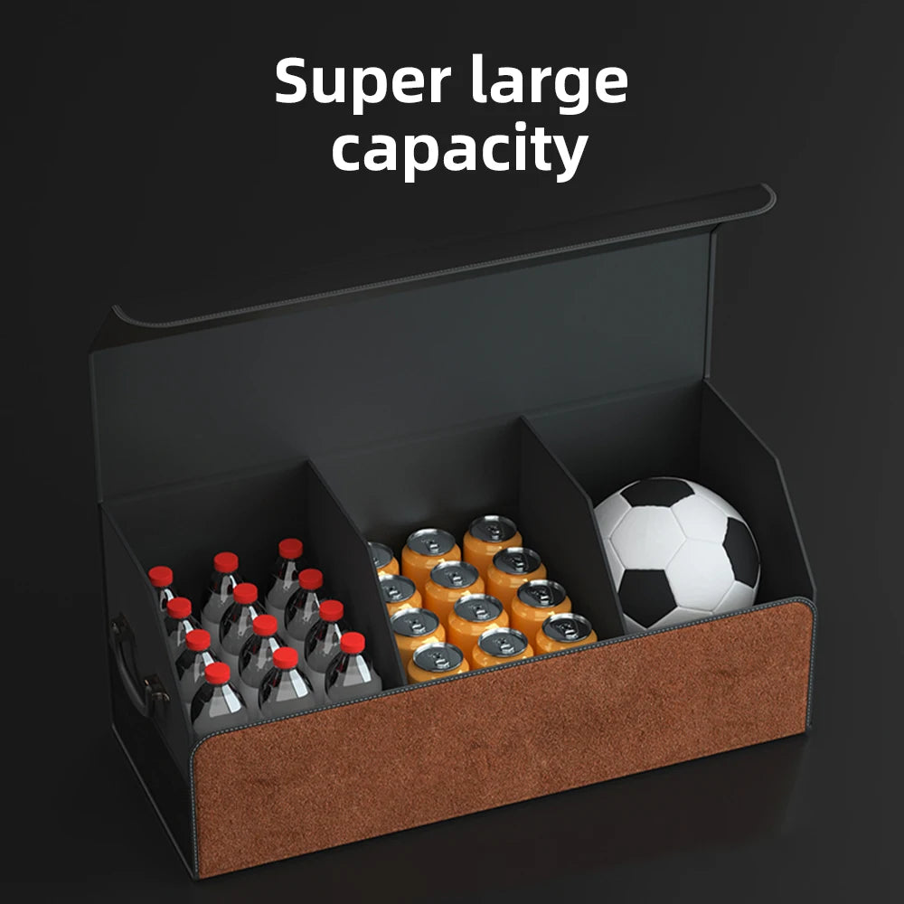 Suede Leather Car Trunk Organizer Box