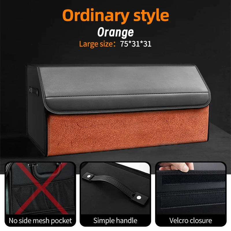 Suede Leather Car Trunk Organizer Box