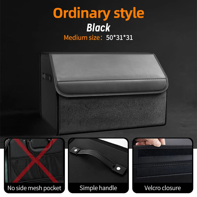 Suede Leather Car Trunk Organizer Box