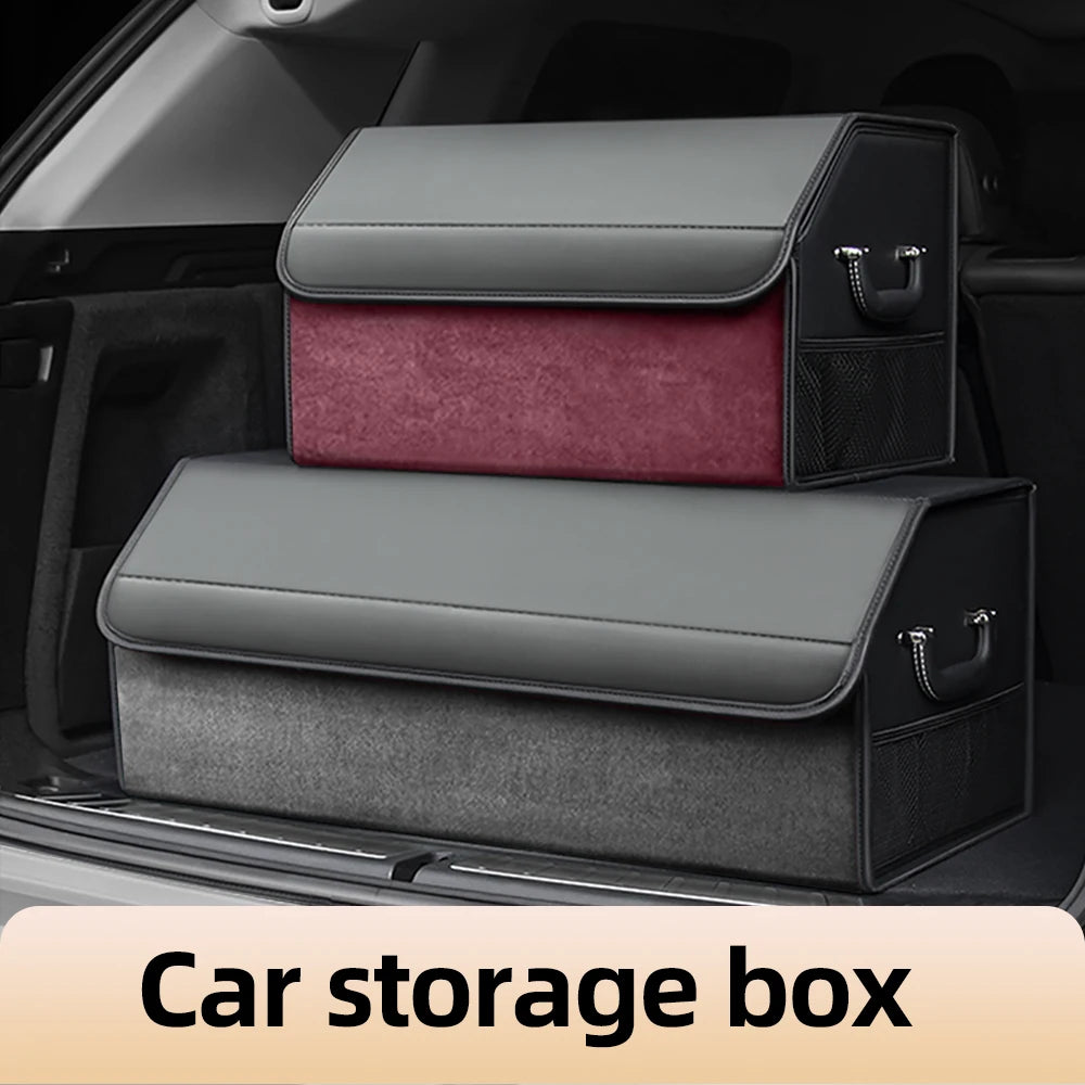 Suede Leather Car Trunk Organizer Box
