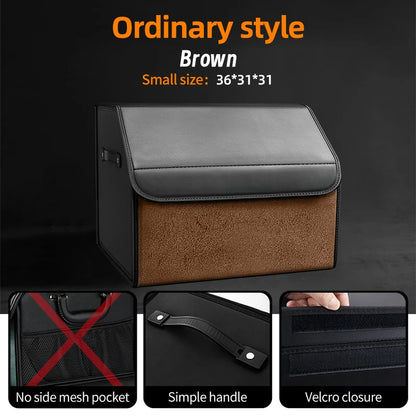 Suede Leather Car Trunk Organizer Box