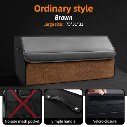 Suede Leather Car Trunk Organizer Box