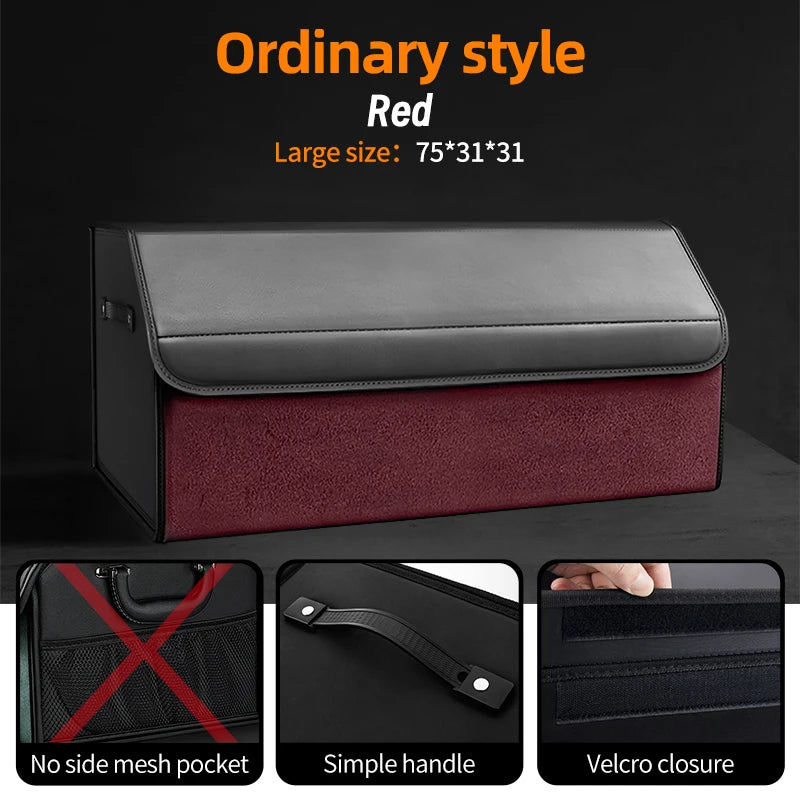 Suede Leather Car Trunk Organizer Box