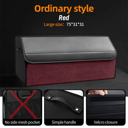 Suede Leather Car Trunk Organizer Box