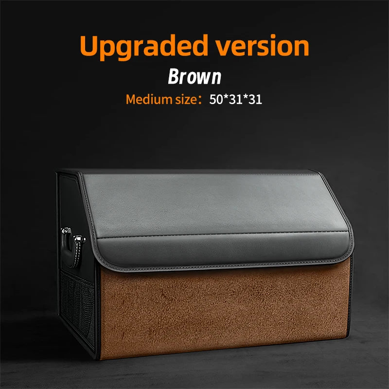 Suede Leather Car Trunk Organizer Box